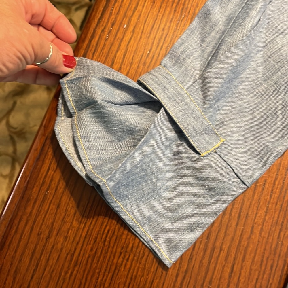 Soft Surroundings Ruffled Collar Chambray Blouse … - image 4